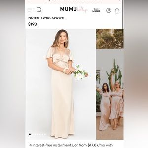 Show me your mumu Rome twist gown champagn luxe satin XL NWT